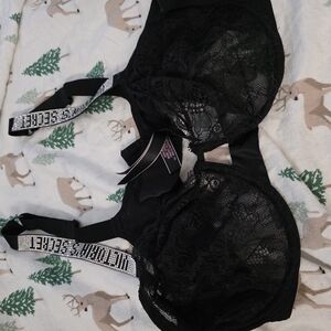 Victoria's Secret Black Lace Bra with Silver Accents